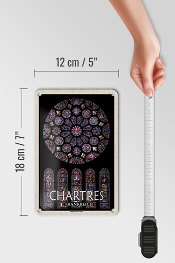 Panneau de voyage en étain, 12x18cm, fenêtre de la cathédrale de Chartres, France 5