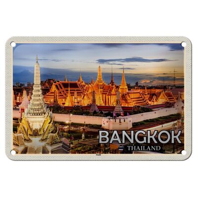 Blechschild Reise 18x12cm Bangkok Thailand Tempel Sonnenuntergang