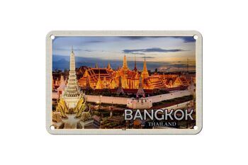 Panneau de voyage en étain, 18x12cm, Bangkok, Thaïlande, Temple, coucher de soleil 1