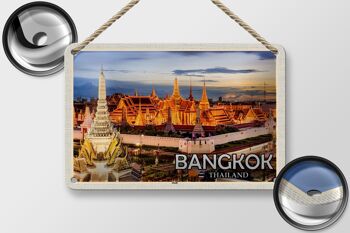 Panneau de voyage en étain, 18x12cm, Bangkok, Thaïlande, Temple, coucher de soleil 2