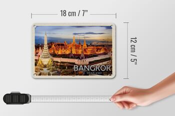 Panneau de voyage en étain, 18x12cm, Bangkok, Thaïlande, Temple, coucher de soleil 5