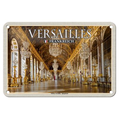 Cartel de chapa Travel 18x12cm Versalles Francia Castillo desde el interior
