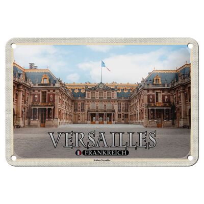 Cartel de chapa de viaje, 18x12cm, Versalles, Francia, vista frontal del castillo