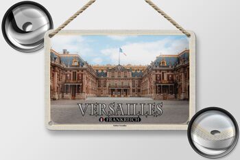 Panneau de voyage en étain, 18x12cm, château de Versailles, France, vue de face 2
