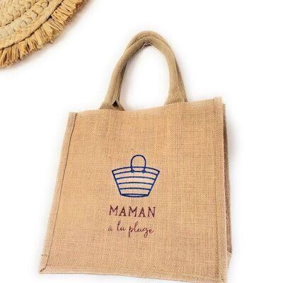 Personalized burlap beach basket