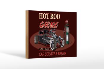 Panneau en bois voiture 18x12 cm hot rod Garage voiture service réparation 1