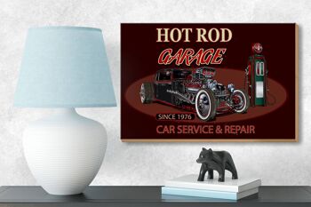 Panneau en bois voiture 18x12 cm hot rod Garage voiture service réparation 3