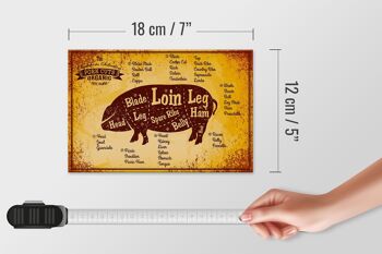 Plaque en bois cochon 18x12 cm Découpes de porc décoration boucherie bio 4