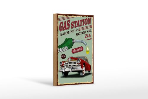 Holzschild Retro 12x18 Gas Station gasoline motor oil 24 Dekoration