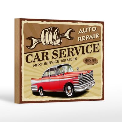 Holzschild Retro 18x12 cm Car Service Auto repair 1972 Dekoration