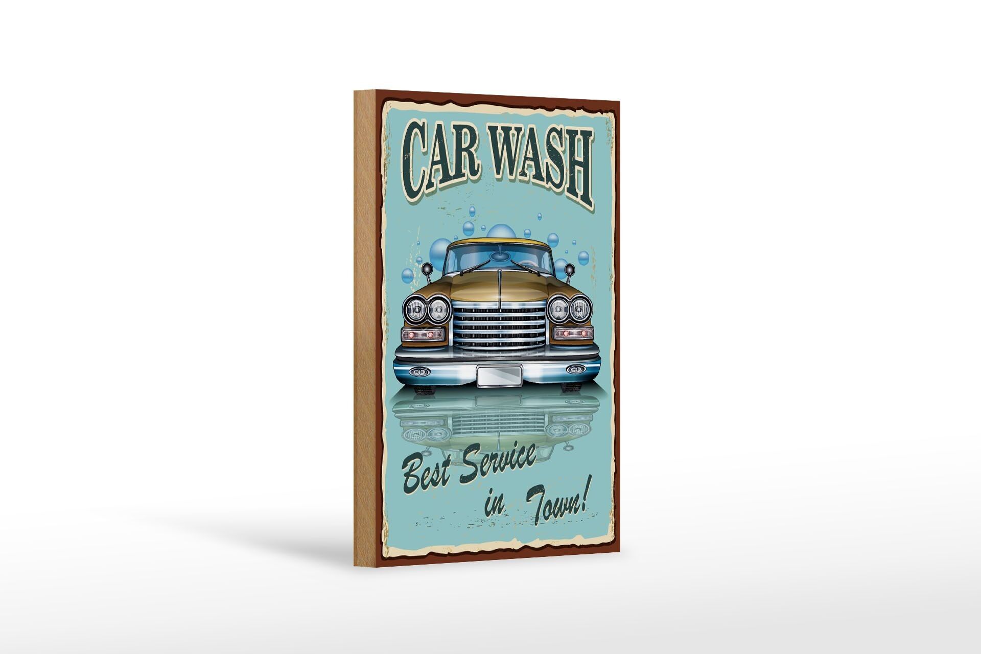 Targa in legno retrò 12x18 cm Autolavaggio miglior servizio nella decorazione della città