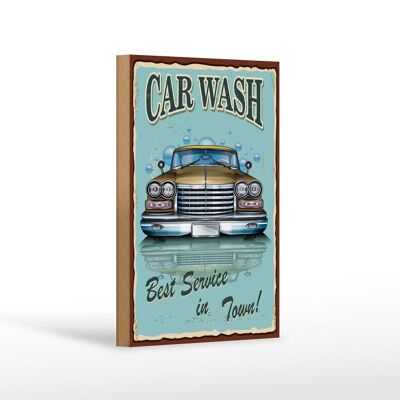 Holzschild Retro 12x18 cm Car Wash best service in town Dekoration