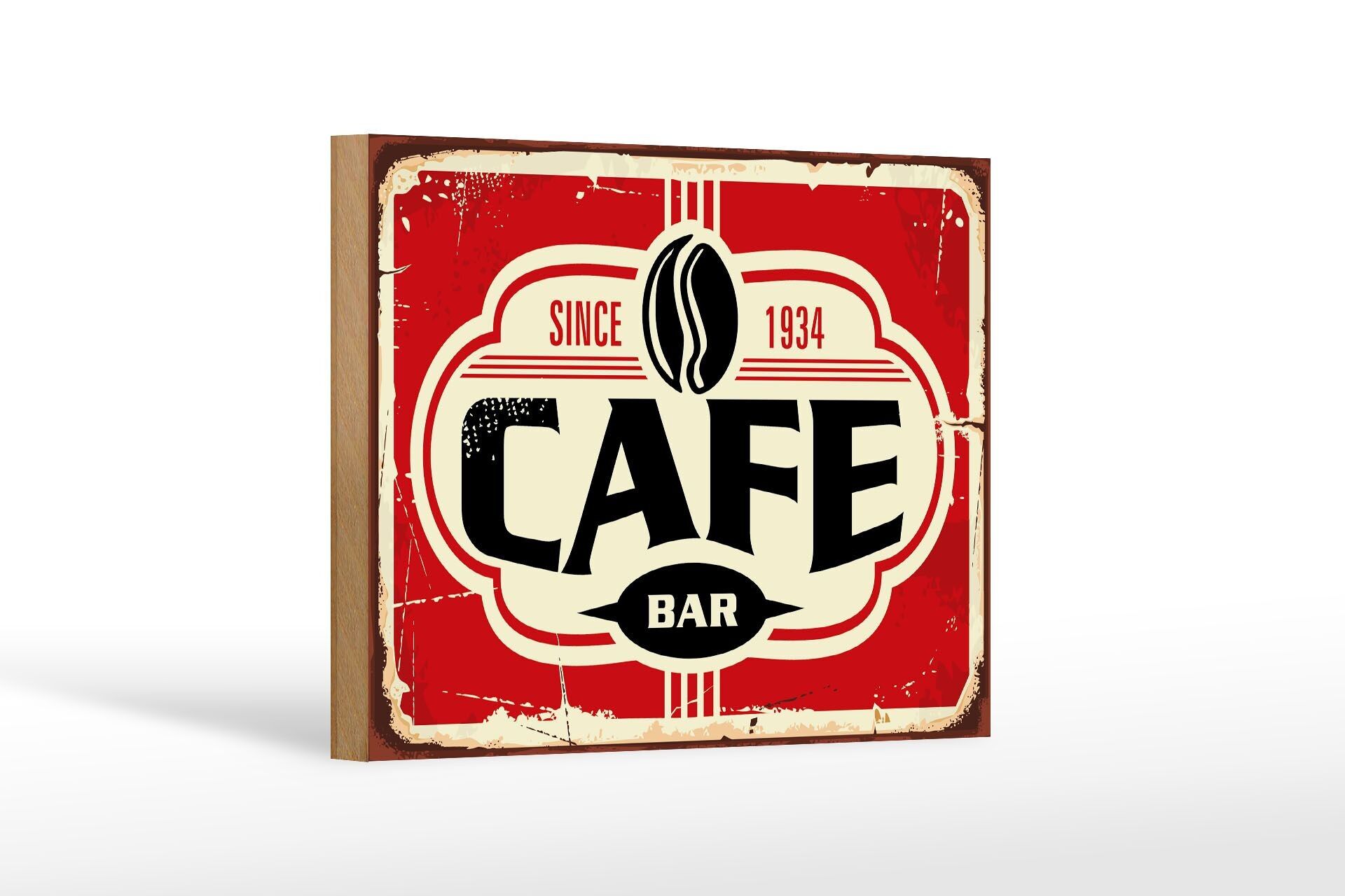 Panneau en bois rétro 18x12cm café bar café depuis 1934 décoration