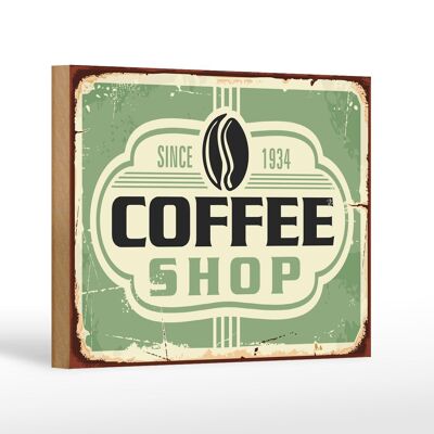 Holzschild Retro 18x12 cm Kaffee Coffee Shop since 1934 Dekoration