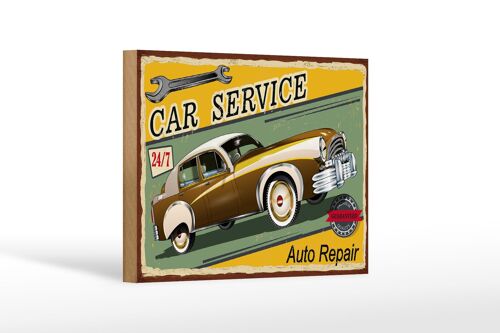 Holzschild Retro 18x12 cm Car Service 24/7 Auto repair Dekoration