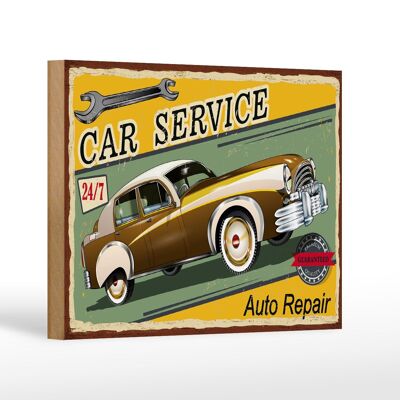 Holzschild Retro 18x12 cm Car Service 24/7 Auto repair Dekoration