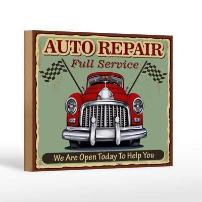 Holzschild Retro 18x12 cm Auto repair full Service Dekoration