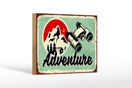 Holzschild Retro 18x12 cm Adventure Abenteuer Outdoor Dekoration