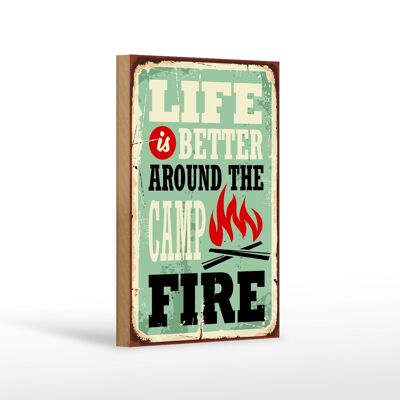 Wooden sign retro 12x18cm camping campfire life is better decoration