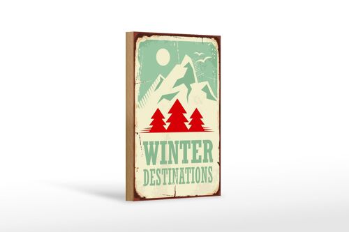 Holzschild Retro 12x18 cm Ski winter destinations Abenteuer
