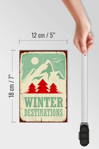 Panneau en bois rétro 12x18 cm Ski destinations hiver aventure 4