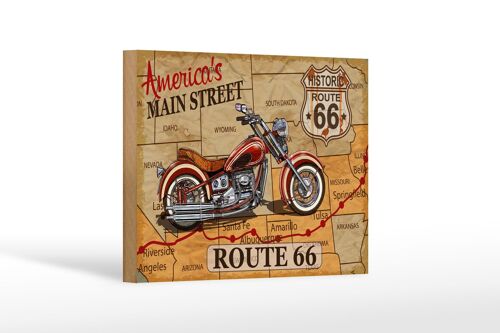 Holzschild Motorrad 18x12 cm America`s main street route 66