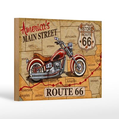 Holzschild Motorrad 18x12 cm America`s main street route 66