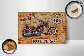 Panneau en bois moto 18x12 cm Route 66 de la rue principale de l'Amérique 2