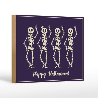 Cartello in legno Halloween 18x12 cm Decorazione festa Happy Halloween
