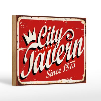 Cartel de madera retro 18x12 cm City Tavern desde 1875 decoración