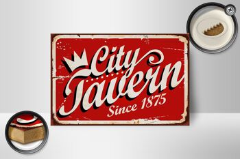 Panneau en bois rétro 18x12 cm City Tavern depuis 1875 décoration 2