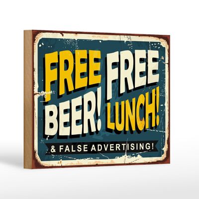 Panneau en bois rétro 18x12 cm Décoration déjeuner bière gratuite