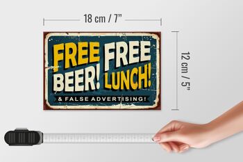 Panneau en bois rétro 18x12 cm Décoration déjeuner bière gratuite 4