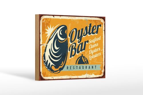 Holzschild Retro 18x12 cm Oyster Bar Seafood Restaurant Dekoration