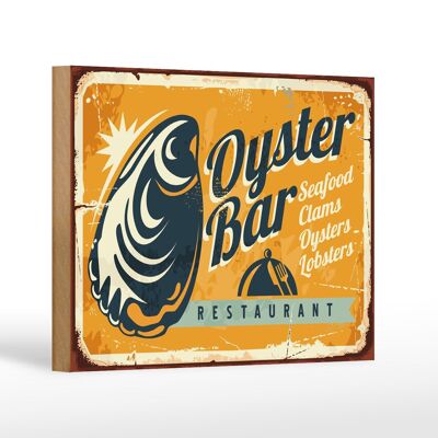 Holzschild Retro 18x12 cm Oyster Bar Seafood Restaurant Dekoration