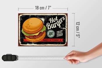 Panneau en bois rétro 18x12 cm hot burgers décoration best in town 4