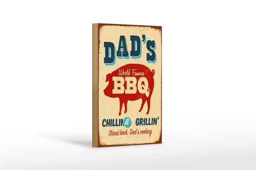 Holzschild Retro 12x18cm dad`s world famous BBQ grillin Dekoration