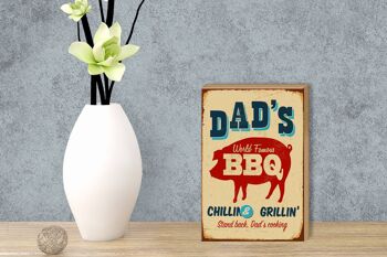 Panneau en bois rétro 12x18cm, décoration de barbecue de renommée mondiale pour papa 3