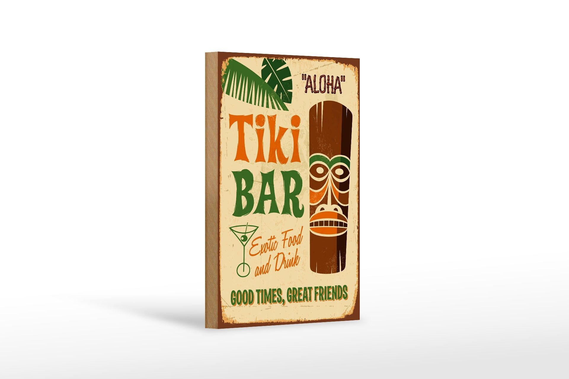 Cartello in legno 12x18 cm Tiki Bar Aloha Decorazione cibo esotico