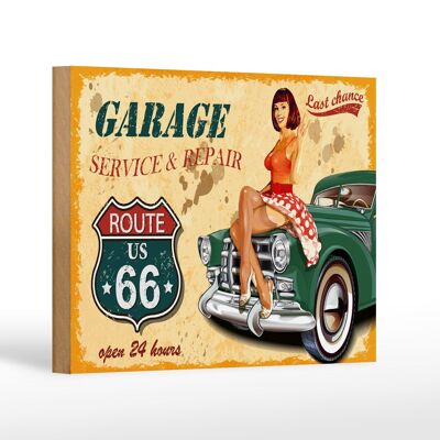 Holzschild Pinup 18x12 cm Retro Garage open 24 hours Dekoration