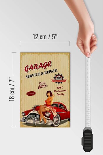 Panneau en bois Pinup Retro 12x18 cm Garage Service Réparation Voiture 4