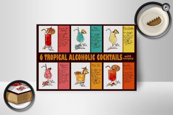 Plaque en bois 18x12 cm décoration 6 recettes de cocktails tropicaux 2