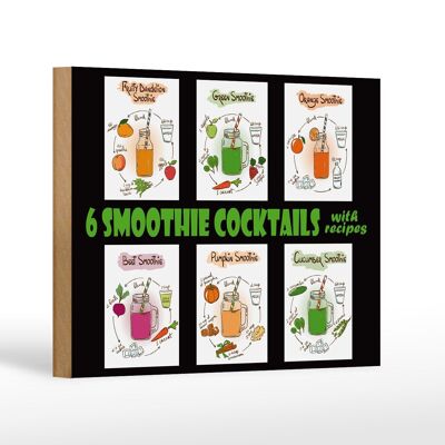 Holzschild 18x12 cm 6 smoothie cocktails Dekoration