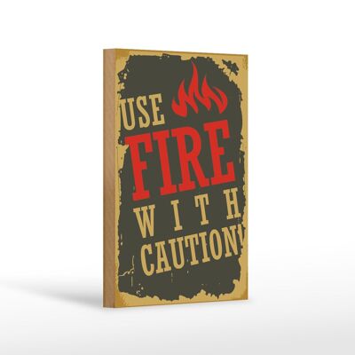 Wooden sign camping 12x18 cm use fire with caution! decoration