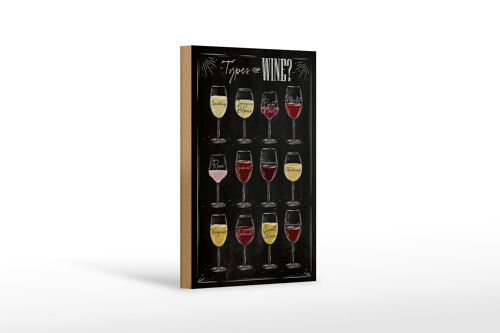 Holzschild Wein 12x18 cm Types of wine Merlot Rose