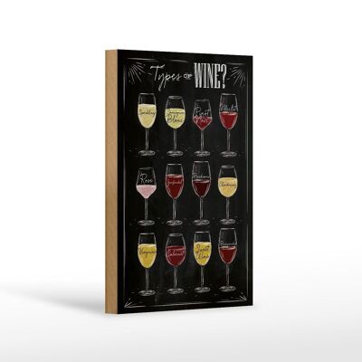 Holzschild Wein 12x18 cm Types of wine Merlot Rose