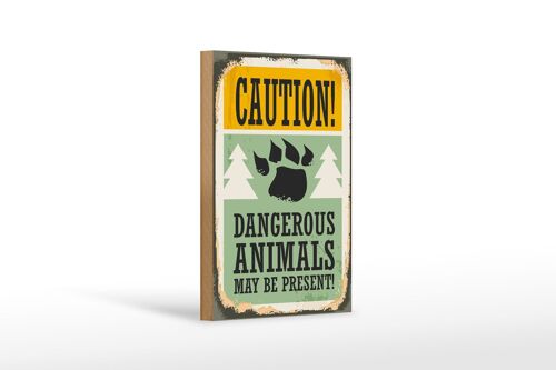Holzschild Retro 12x18 cm Caution dangerous animals Dekoration