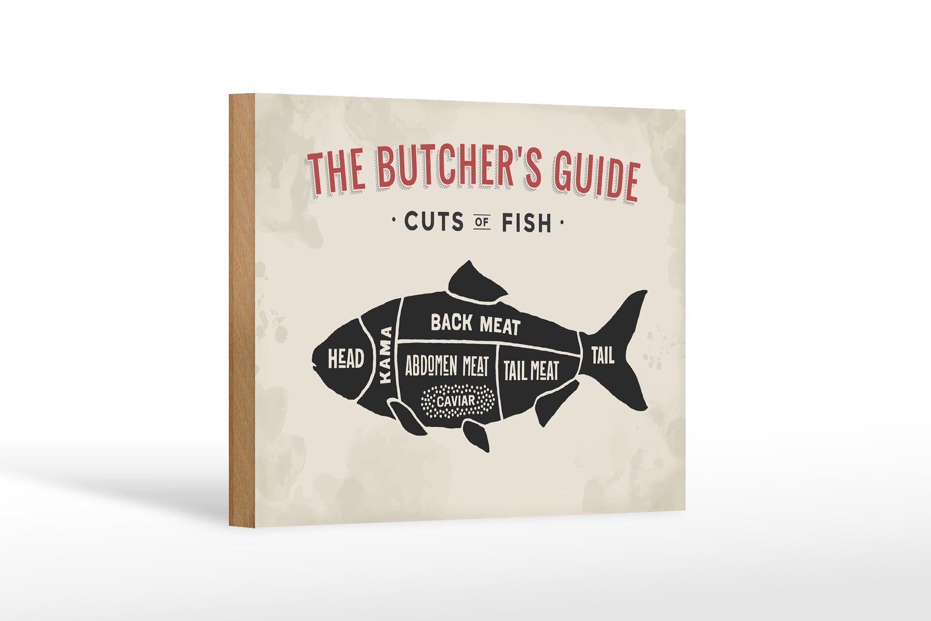Cartello in legno pesce 18x12 cm tagli di pesce decorazione macelleria