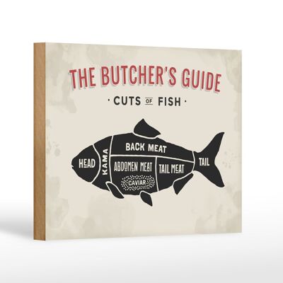 Wooden sign fish 18x12 cm cuts of fish butcher shop decoration