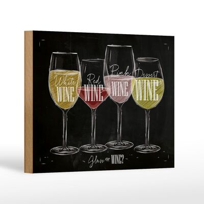 Cartello in legno vino 18x12 cm Bicchiere di vino? decorazione bianca rossa